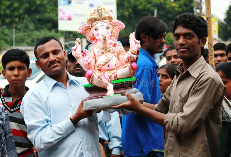 Festival di chaturthi di Ganesh a Haidarabad, India fotografie stock libere da diritti Festival di chaturthi di Ganesh a Haidarabad, India fotografie stock libere da diritti