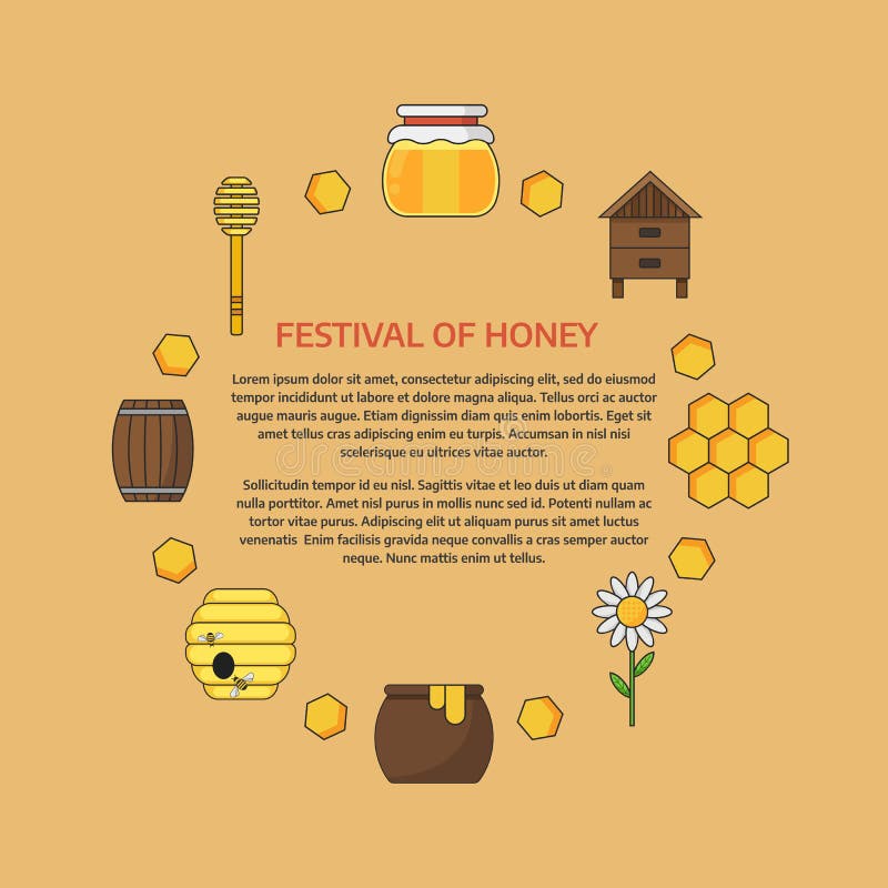 Festival of honey. Advertising banner in a flat style. Vector illustration royalty free illustration Festival of honey. Advertising banner in a flat style. Vector illustration royalty free illustration