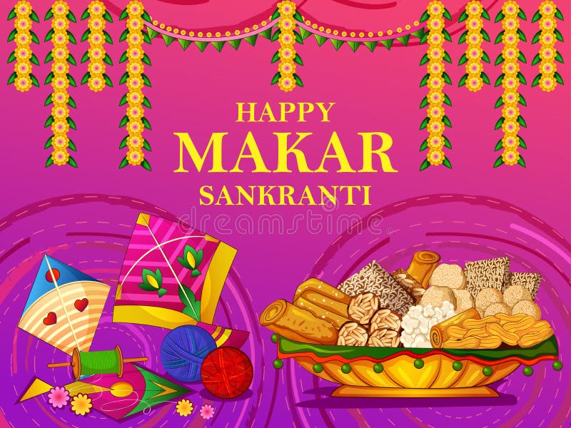 Festival tradicional religioso feliz de Makar Sankranti del fondo de la celebración de la India