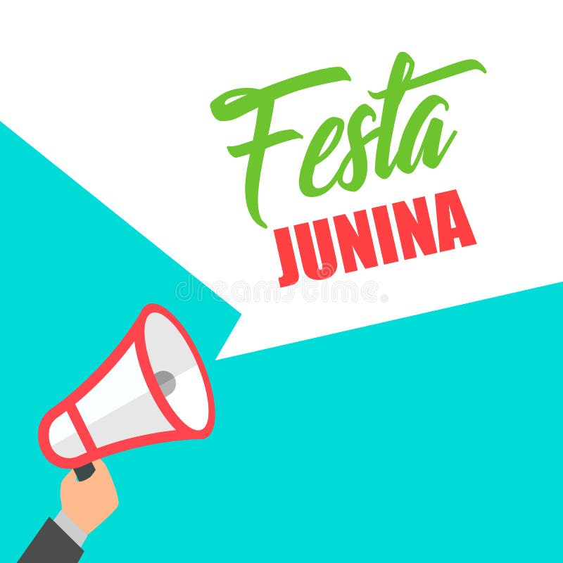 Festival van Festa Junina Brazilië van de megafoon in hand aankondiging