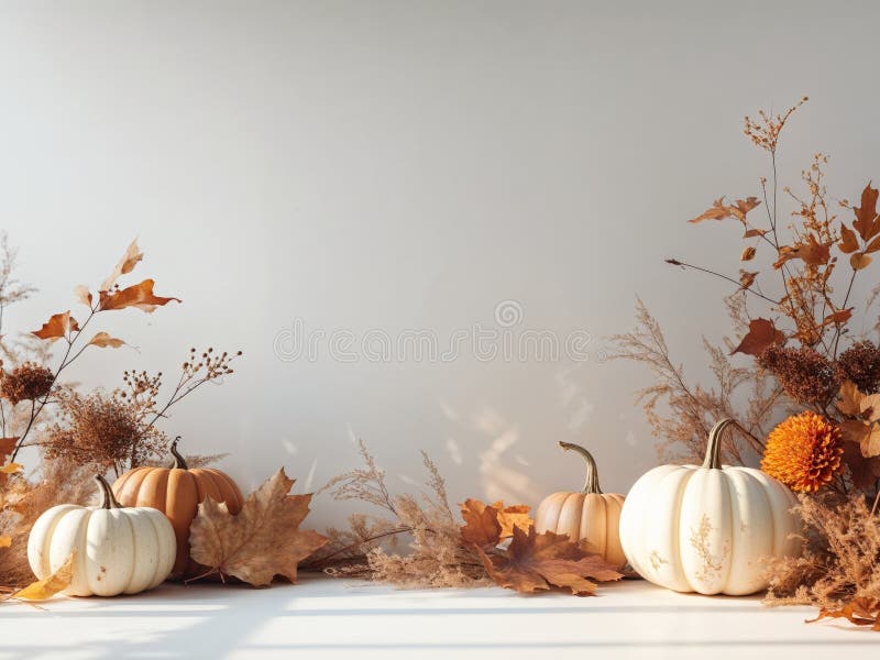 Festive Autumn Decorations with Blank Space for Fall Celebrations stock image