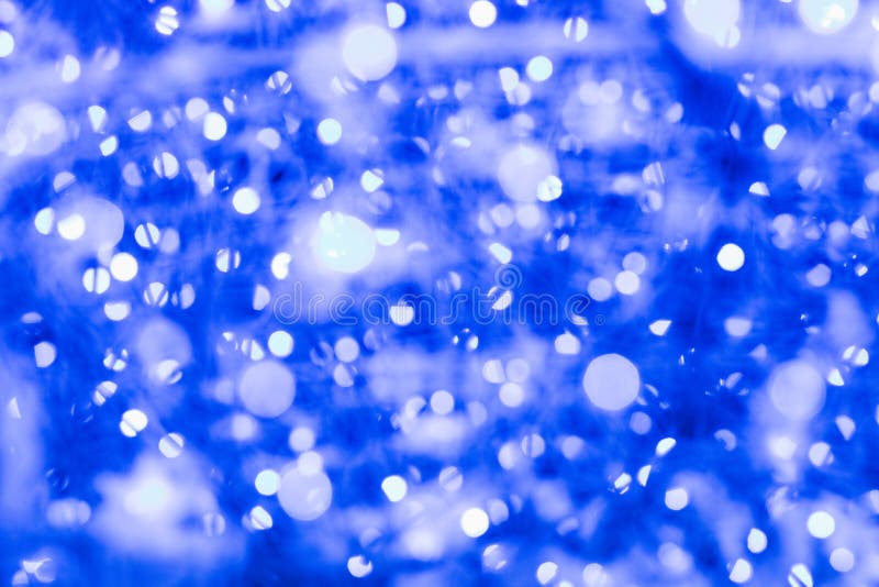 Festive Background, Blue Lights of a Christmas Garland Stock Photo
