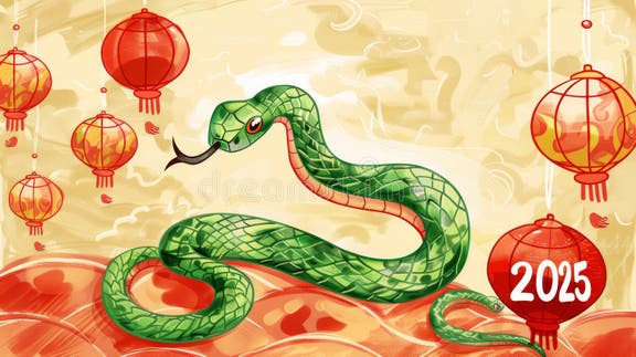 839 Festive Chinese New Year 2025 Illustration Snake Stock Photos