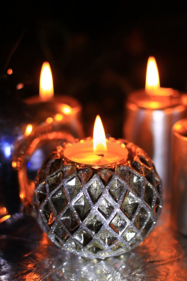 Festive Christmas candles stock image. Image of bright - 62863077