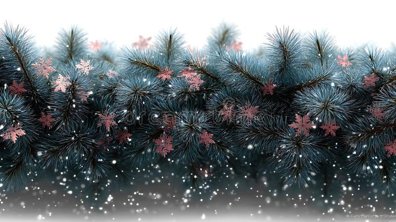 Festive christmas garland med Rose gold-snöflingor och mousserande snöfall på vit bakgrund för säsongsformgivning vektor illustrationer