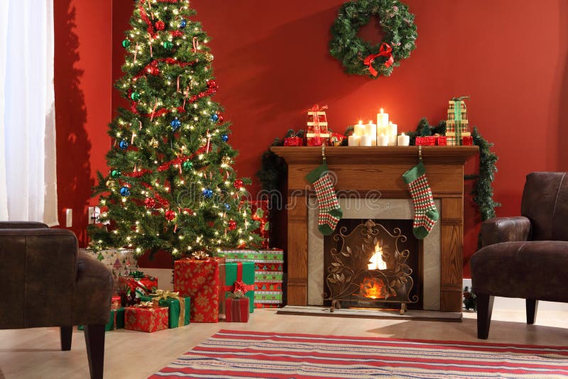 Festive Christmas interior royalty free stock photos Festive Christmas interior royalty free stock photos