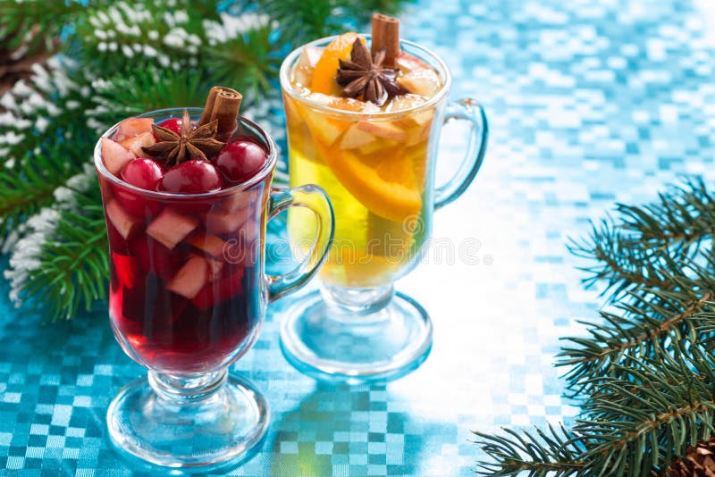 Festive Christmas mulled wine and apple cider