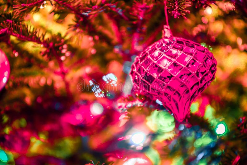 Festive Christmas Tree with Lights and Decorations Stock Image - Image ...