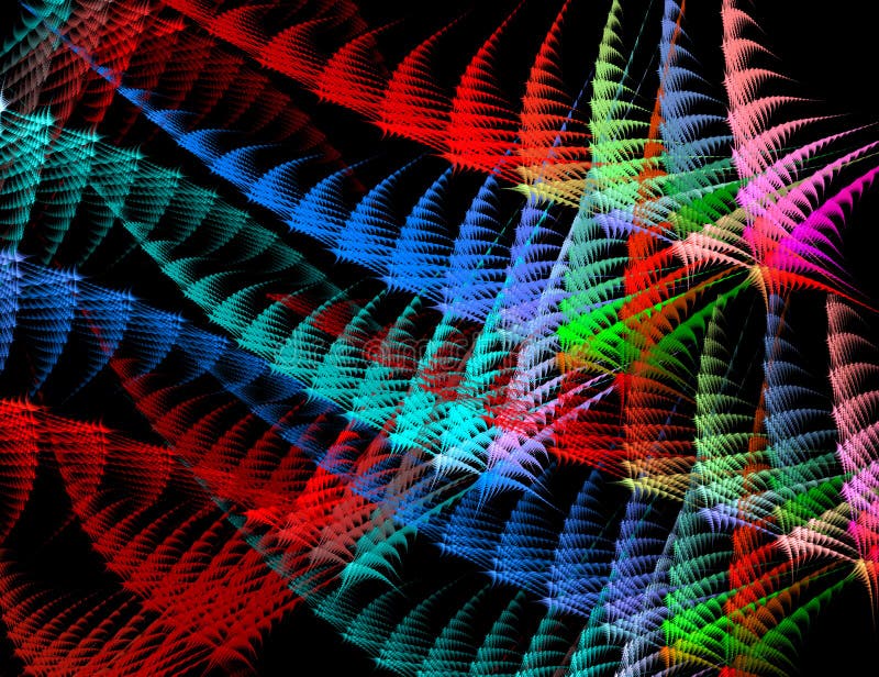 Festive colorful abstract fractal rhythmic background. Sharp, elongated shapes line up in rows and create an interesting pattern. 3D rendering. 3d illustration