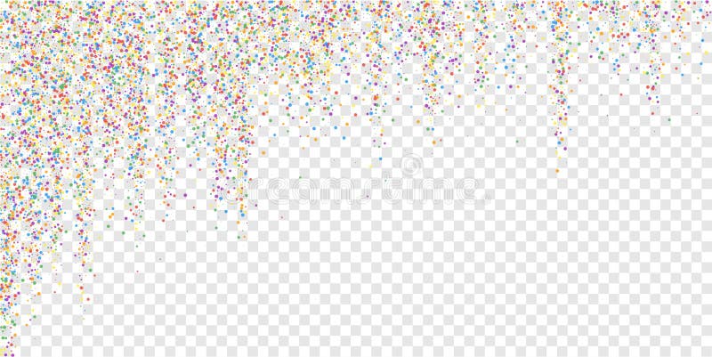 Festive confetti. Celebration stars. Colorful confetti on transparent background. Delicate festive overlay template. Adorable vector illustration.