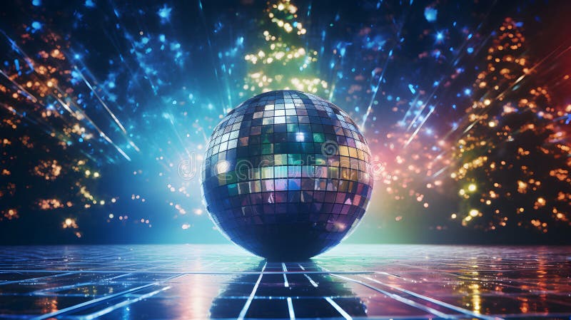 Festive disco ball, shines ball, disco elements,. Nightclub symbol AI generated