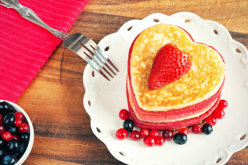 Festive Dish-Valentines Day Homemade Colored Heart Shaped Pancakes ...