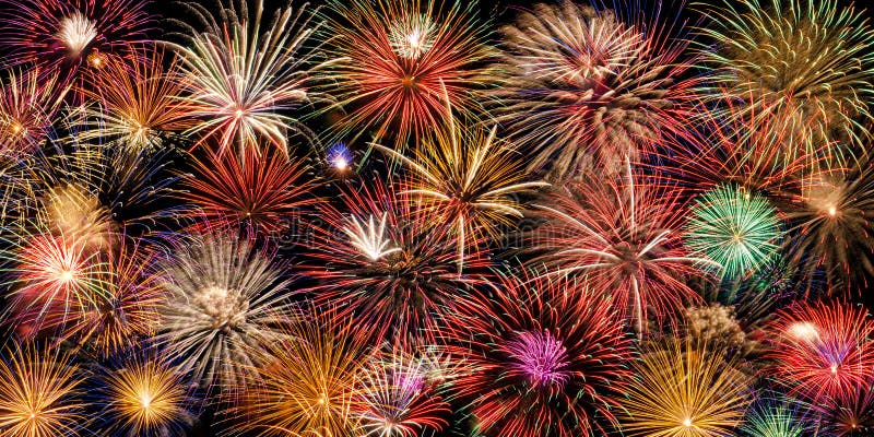 Festive fireworks display stock photo