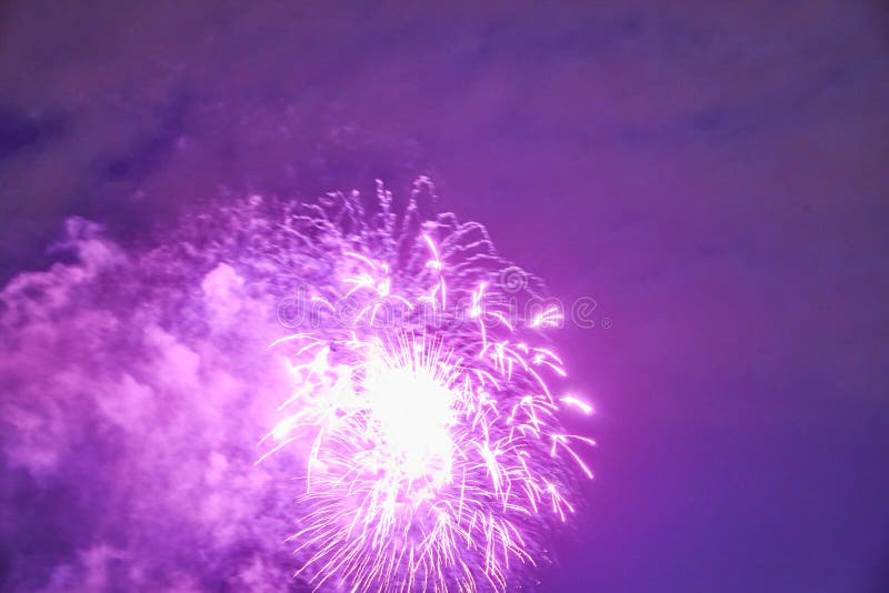 Festive Fireworks in Krasnoyarsk on a Summer Evening Stock Image ...