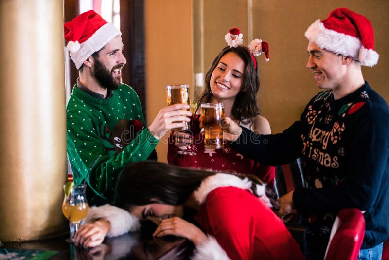 Festive Friends Drinking Beer and Cocktail Stock Photo Image of