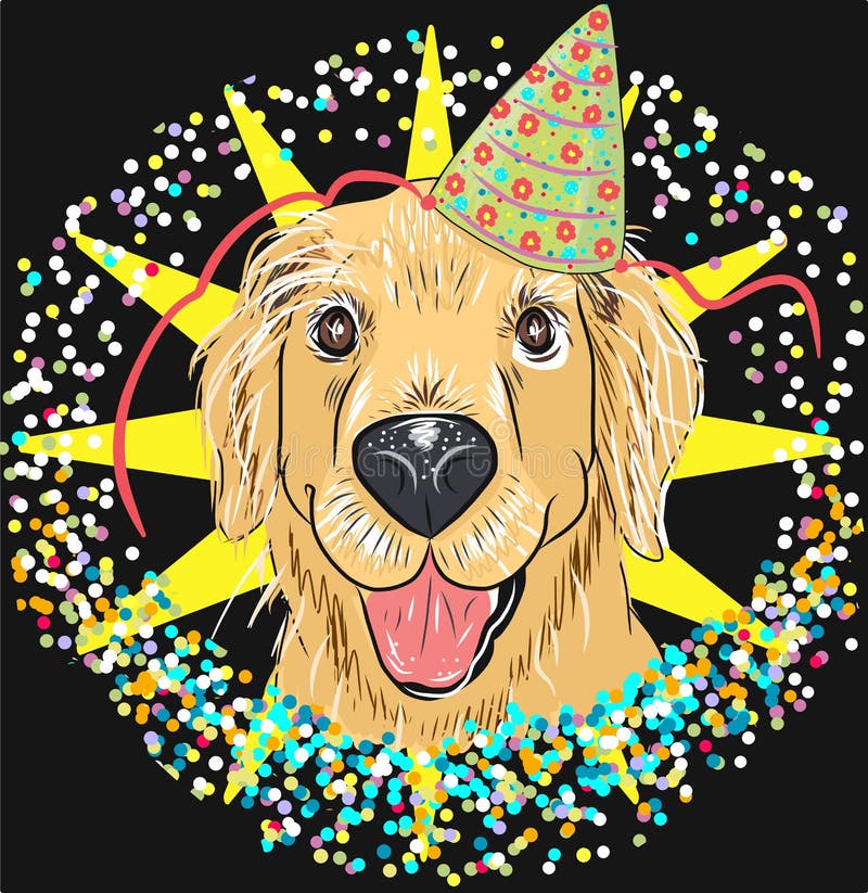 Festive Fun Labrador Dog in the Nightcap Stock Vector Illustration of