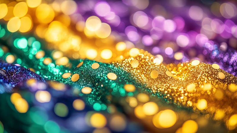 Festive Mardi Gras with Colorful Bokeh and Glittering Abstract Patterns. Concept of Celebration, Vibrant Festivities stock image