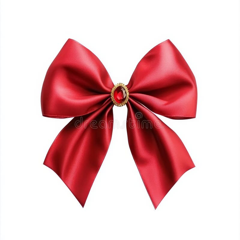 Festive Red bågfest med dekoration isolerad design adorerad med en ruby-gemstone royaltyfria foton
