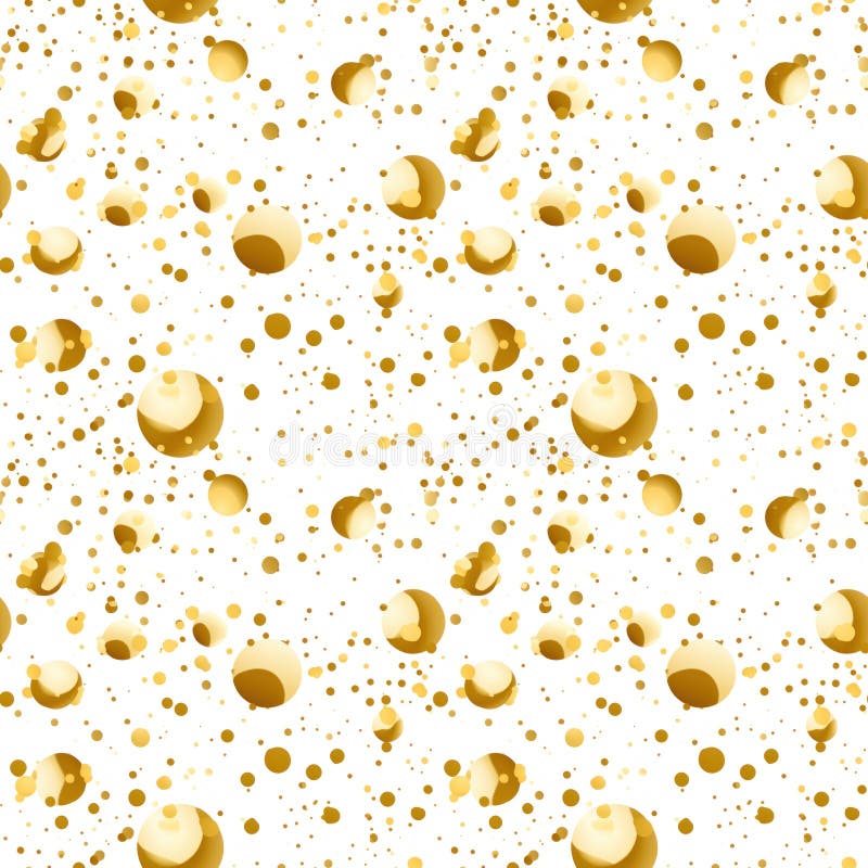 Festive Seamless Pattern. Small shiny gold drops, glittering golden blobs on white background. Paint splash. Spray royalty free stock photo
