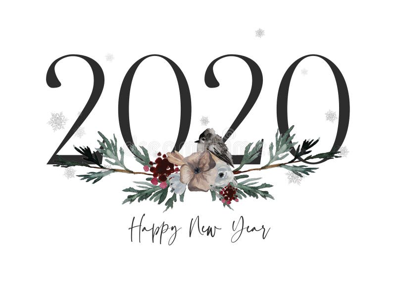 Happy New Year 2022 Floral Text Silhouette 4373186 Vector Art At ...
