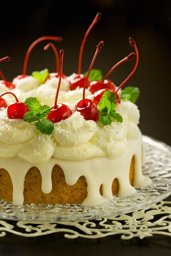Festive Sugar Cake with Coconut Cream Stock Image Image of baking