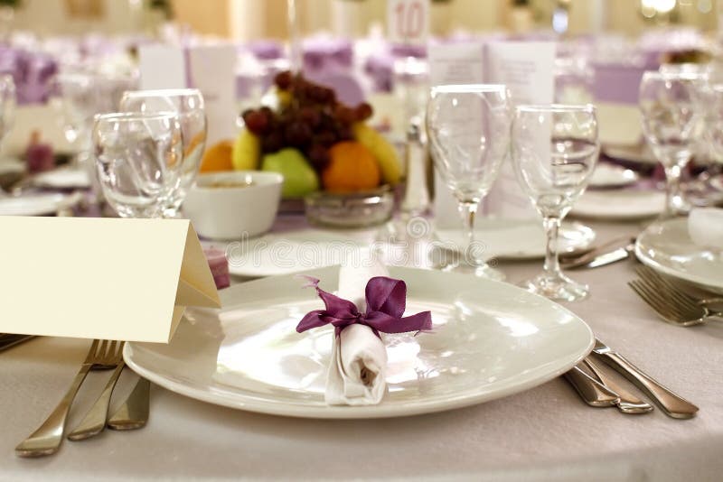Arrangement of a wedding table in a special events ballroom. Arrangement of a wedding table in a special events ballroom