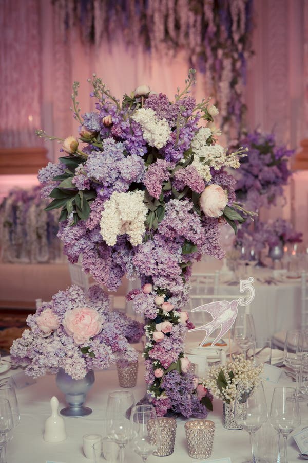 Festive Table Decoration in Lilac Colours. Stock Photo Image of fresh