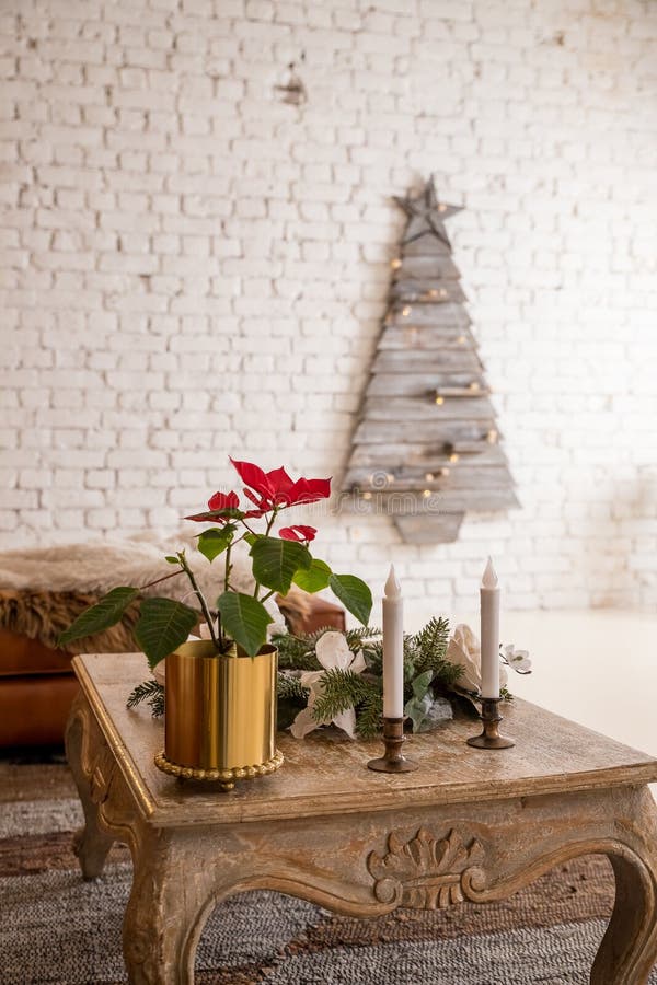 Festive Table Setting and Beautiful Christmas Decor in Living Room