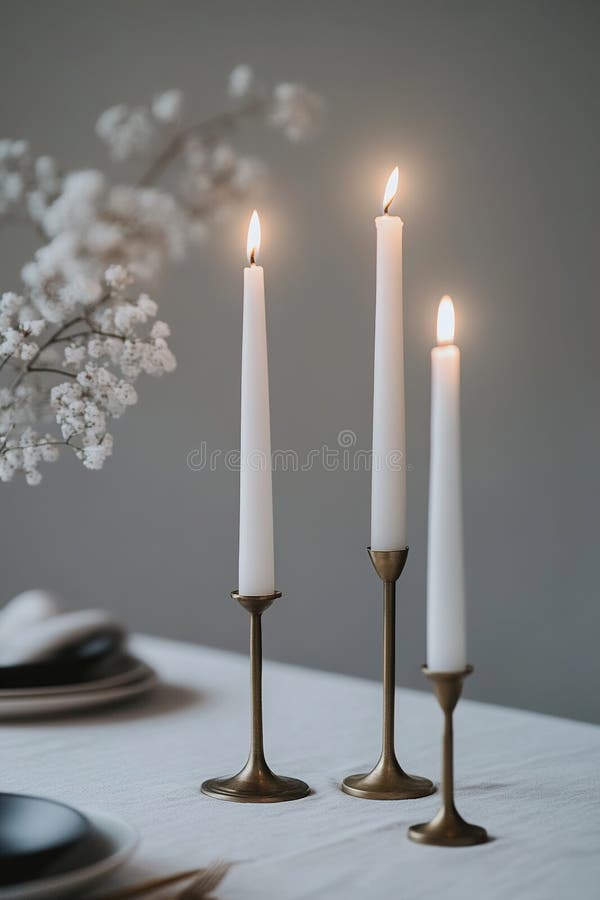 This festive table setup showcases minimalist Nordic design with clean lines royalty free stock image