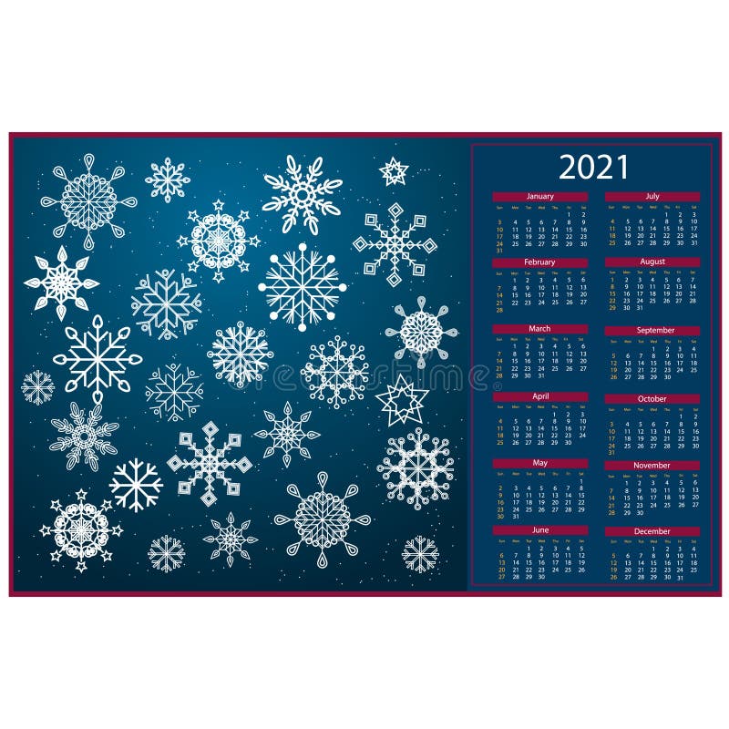 Calendar For 2021 Snowflakes Background Blue Stock Vector Illustration Of Business Calendar 170777751 january calendar 2021 winter theme