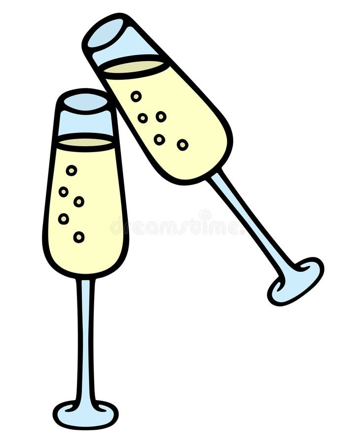 Pair Of Champagne Glasses Holiday Toast Stock Illustration