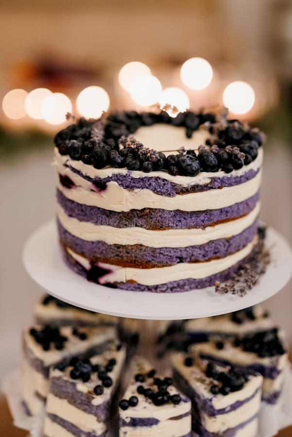 Festive Wedding Sponge Cake with White Icing Cream Stock Photo Image