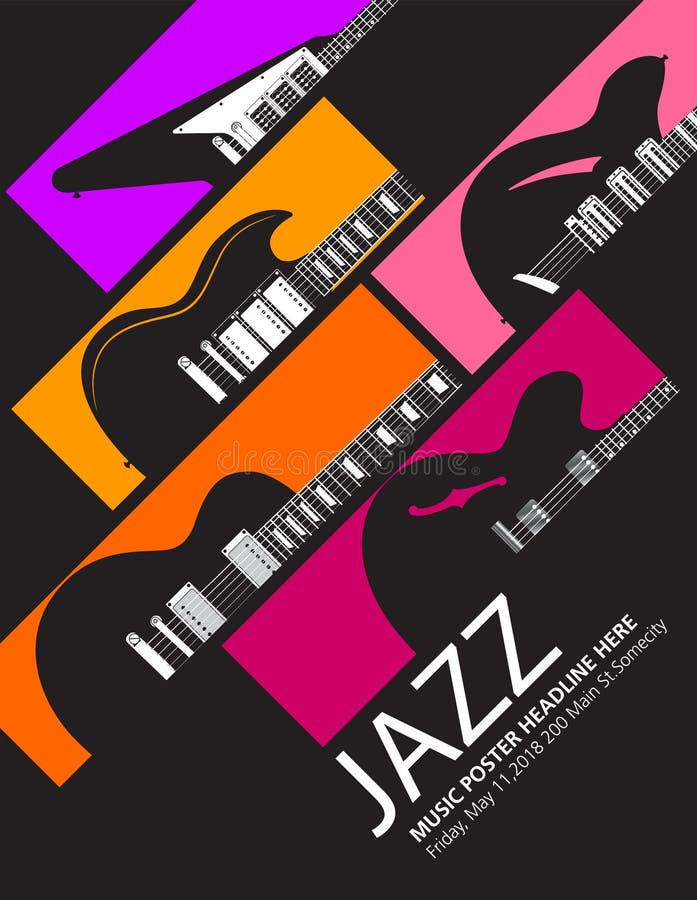 Jazz festival music background with a generic guitars with space for type for print or web use. Jazz festival music background with a generic guitars with space for type for print or web use