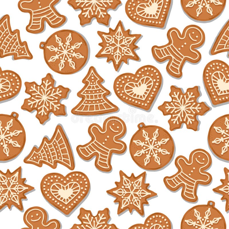 Festliches Weihnachtsnahtloses Muster mit Lebkuchen lizenzfreie abbildung Festliches Weihnachtsnahtloses Muster mit Lebkuchen lizenzfreie abbildung