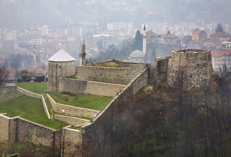 Festung in Travnik Schattierte Entlastungskarte mit HauptStadtgebieten