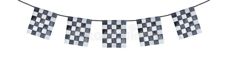 Festão decorativa do festão com teste padrão quadriculado preto e branco foto de stock royalty free Festão decorativa do festão com teste padrão quadriculado preto e branco foto de stock royalty free