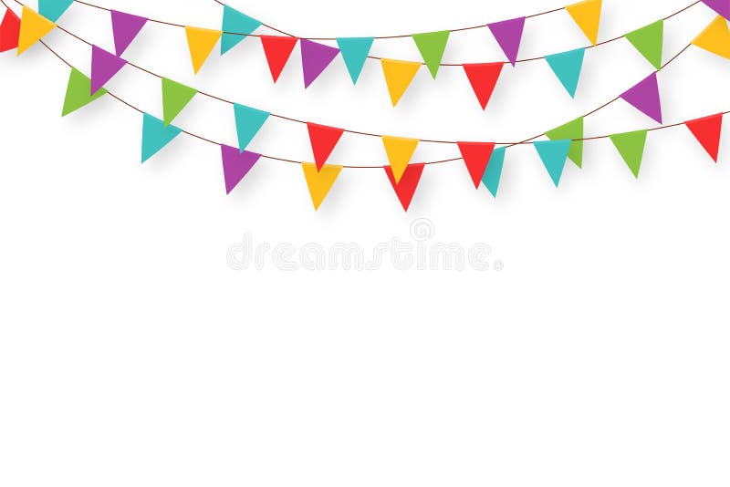 Festão do carnaval com bandeiras Flâmulas coloridas decorativas do partido para a celebração do aniversário, o festival e a decor ilustração stock Festão do carnaval com bandeiras Flâmulas coloridas decorativas do partido para a celebração do aniversário, o festival e a decor ilustração stock