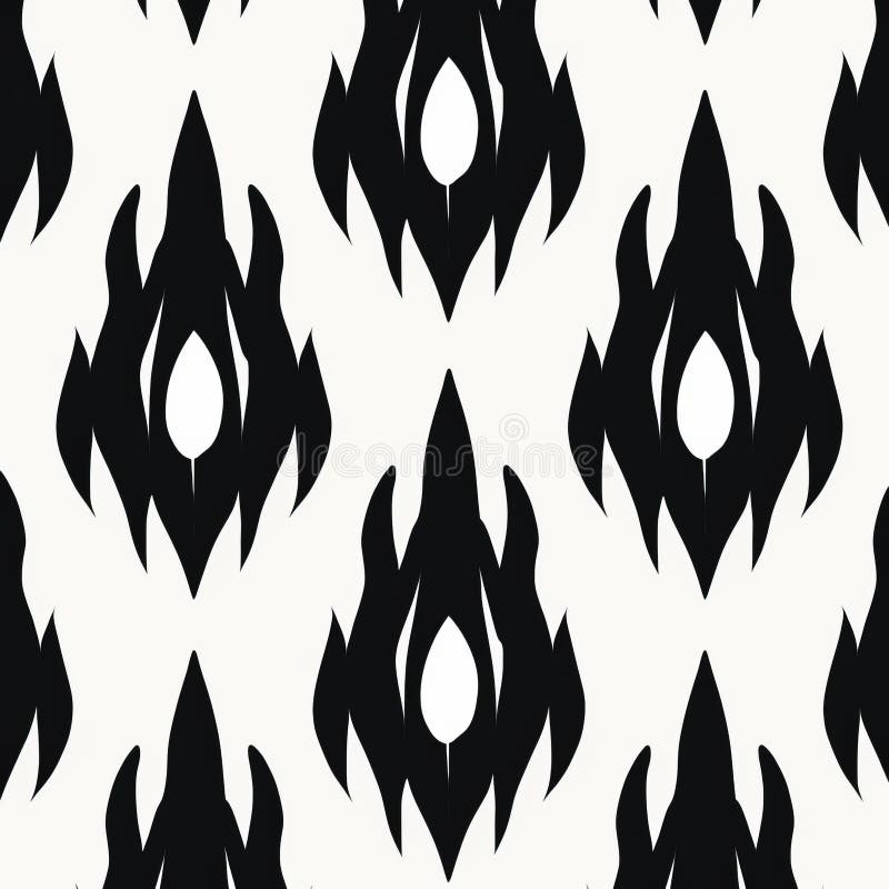 Fet geometrisk minimalism : Svart och vitt brandmönster med gotisk påverkan stock illustrationer