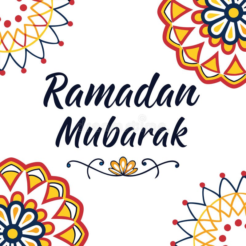 Fet ramadan mubarak-typsnitt med abstrakta islamiska konstmönster stock illustrationer