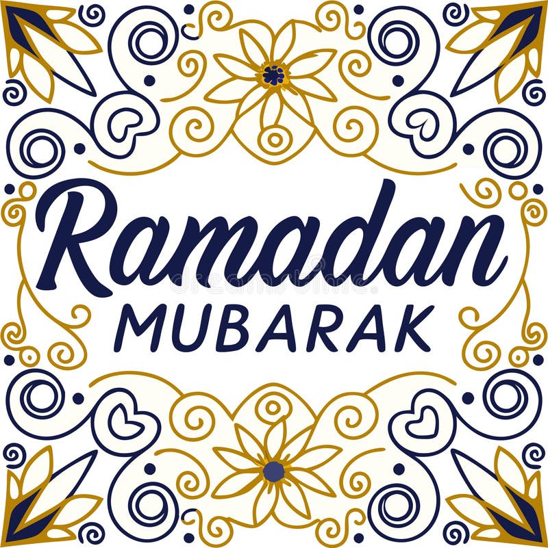 Fet ramadan mubarak-typsnitt med abstrakta islamiska konstmönster royaltyfri illustrationer