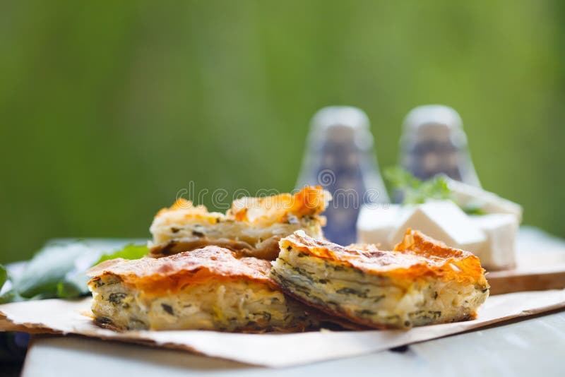 Feta Cheese & Spinach Pie Stock Image - Image of piece, cheese: 91340379