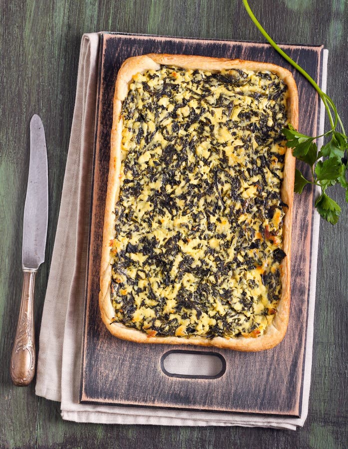 Feta Cheese and Spinach Puff Pastry Pie Stock Image Image of snack