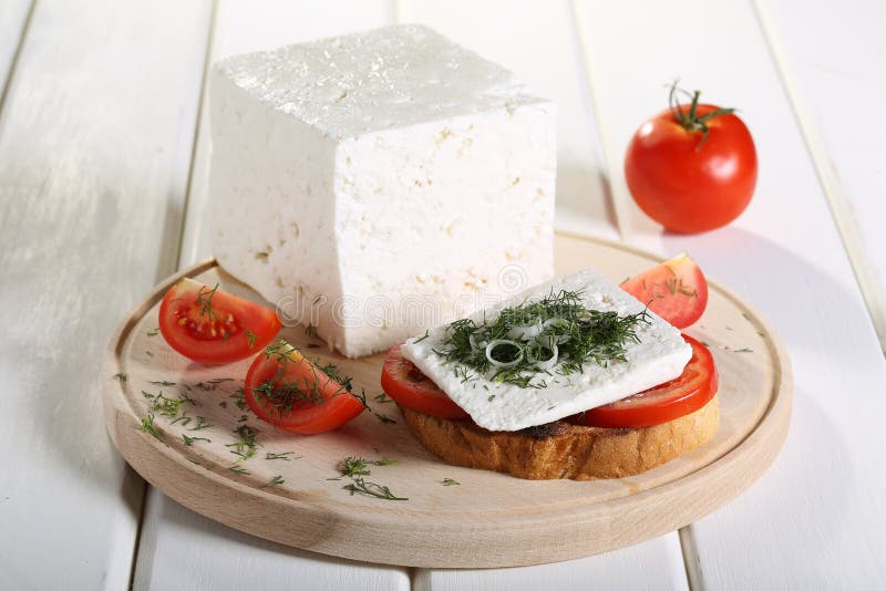 Feta Cheese with Tomato on Toast Stock Photo Image of grape