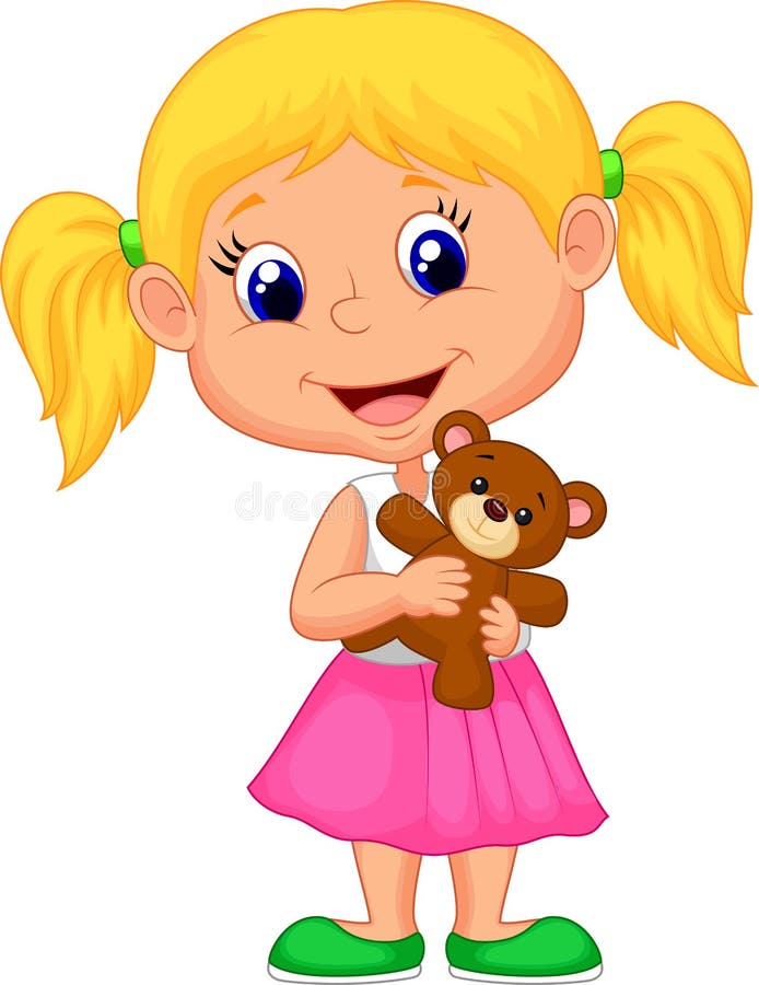 Fetita care tine ursi stock illustration