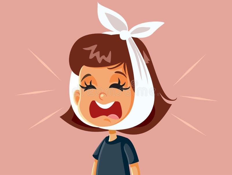 Fetiță care are dureri de dinți și durere stock illustration