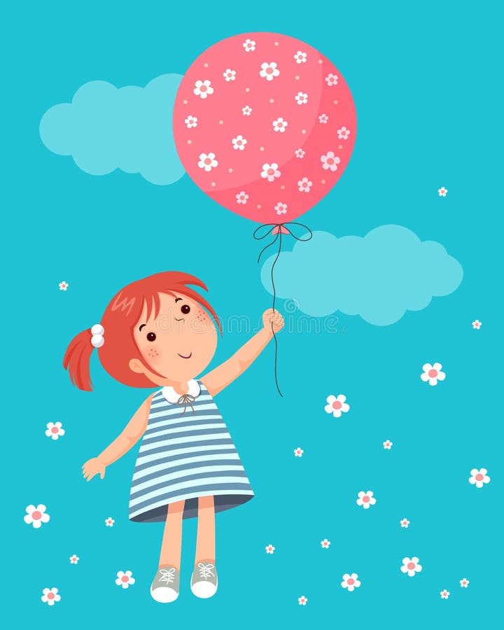 Fetiță care ține balonul stock illustration