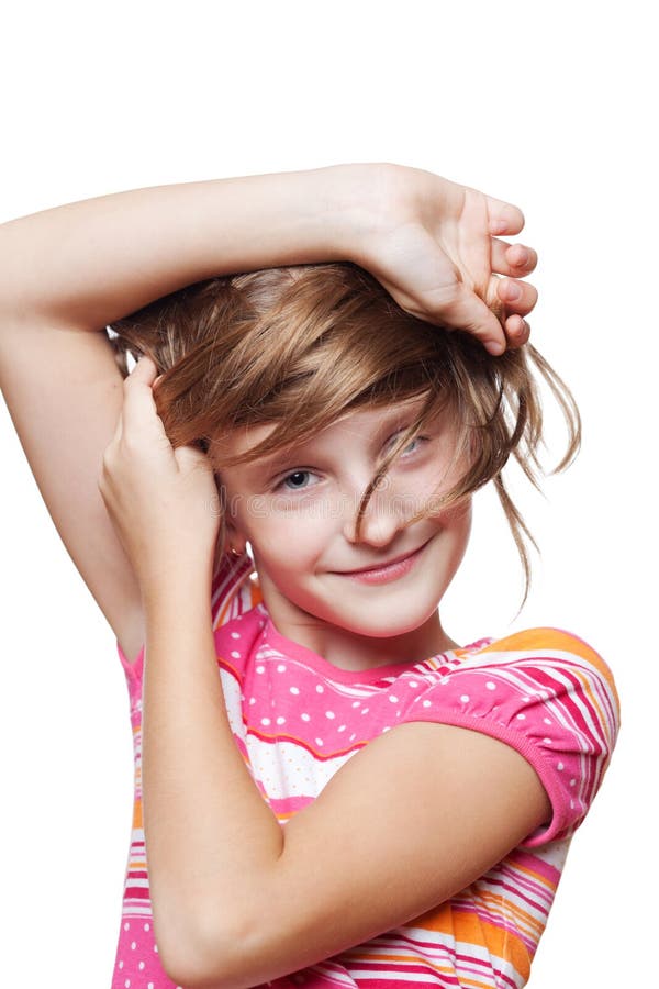 Fetiță veselă și amuzantă. stock image