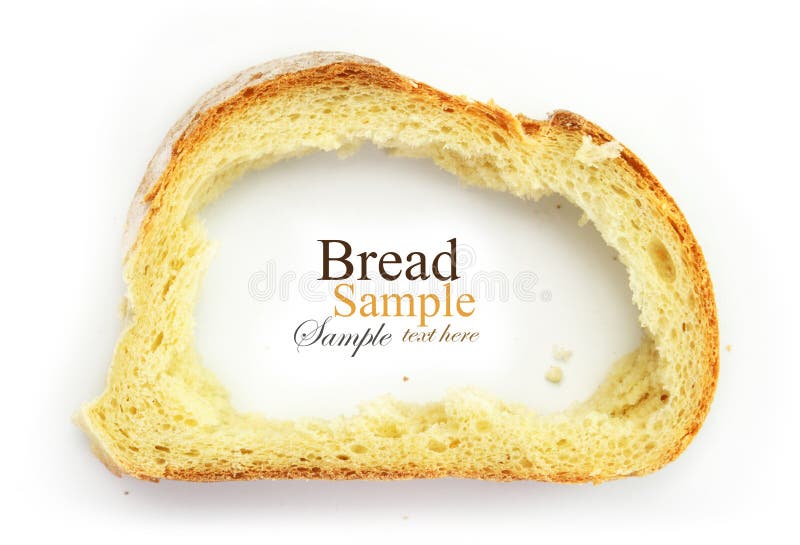 Fetta di pane bianco con la mancanza concentrare, crosta As