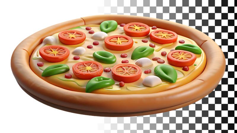 Fetta di pizza deliziosa mozzarella di basilico in cima al cibo immagine trasparente Generative AI illustrazione vettoriale