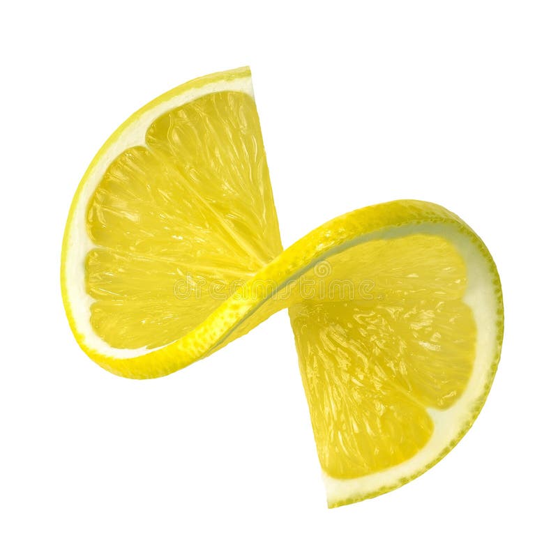 Fetta di torsione del limone isolata su fondo bianco